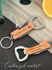 Customize 1/10pcs Multi-Functional Bottle Openers With Key Chains. Simple Manual Bottle Openers Are Compact And Portable. They Are Practical Wine Accessories For Parties And Suitable For Beer And Soda. They Are Creative Customized Wedding Souvenirs And Party Gifts.