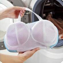 1pc Bra Laundry Bag For Washing Machine – Delicate Lingerie Wash Bag With Zipper, Prevents Deformation For Bras (A To C Cup) – Underwear Mesh Laundry Bag For Women, Travel & Home Use – Christmas Holiday Gift For Her, Blue, Durable & Reusable - 彩色 - 查看 3