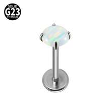 1PC Prong Zirconia G23 Titanium Cartilage Earrings Stud Opal Threadless Helix Ear Tragus Piercing Body Jewelry - Titanium Color - View 24