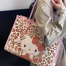 Túi đeo vai hình mèo hoạt hình chất lượng cao, túi tote vải canvas dung tích lớn dành cho học sinh, túi xách tay đi làm, túi đựng đồ cần thiết khi ra ngoài cho nữ. - Nhiều màu - Xem 9