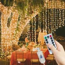 USB供电LED窗帘灯串，8种模式，带遥控器，适用于派对、家居、卧室、厨房、花园、婚礼、斋月、情人节、生日、露营、背景装饰、户外等场合的装饰灯。 - USB窗簾燈串 - 查看 13