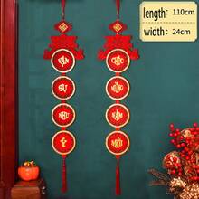 Decoraciones colgantes para el Año Nuevo vietnamita, decoraciones de tela, estilo chino, sin necesidad de electricidad, decoraciones colgantes de dísticos de Año Nuevo y Festival de Primavera vietnamita, adecuadas para celebraciones de Año Nuevo, dísticos de primavera, decoración de pared, decoración de habitación, decoración de ventana, decoración de entrada, decoración de fondo, decoración de exterior, decoración de jardín, símbolos tradicionales auspiciosos, que simbolizan la felicidad y la buena fortuna - Multicolor - Ver 4