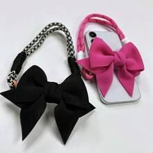 1pc Fashionable Phone Lanyard With Bow Tie And Clip, Suitable For Travel And Photography