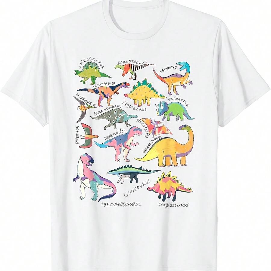 Types Of Dinosaurs Retro Cute Retro Natural T-Shirt - Blue - View 1