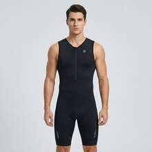 LEOPATRIX 男士铁人三项连体服，适合铁人三项运动的骑行、游泳、跑步一体式服装 - 黑色 - 查看 5