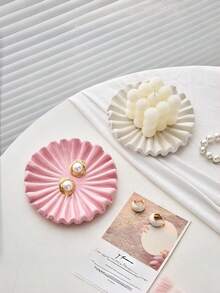 1pc Resin Quartz Stone Material Decorative Bowl, Modern Classic Folding Creative Art Resin Tray Decor Accessory, Lotus Shaped Concave Storage Dish, Like An Elegant Butler, Opening Its Lotus-Shaped Embrace To Hold Various Small Items - Multicolor - View 17