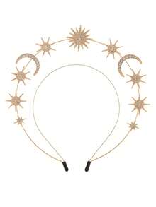 2PCS/1PC Sun Goddess Crown R Star Moon Headband Christmas Headband Halloween Headdress Bohemian Hair Accessories - Multicolor - View 1