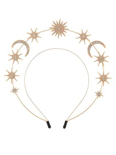 2pcs/1pc Sun Goddess Crown & Crescent Moon Headband, Christmas/Halloween Headpiece, Boho Style Hair Accessory