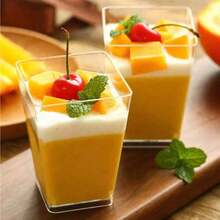 10pcs/20pcs/25pcs/50pcs/100pcs Transparent Square Dessert Cups - Ideal For Making Mousse, Pudding, Oatmeal, Fruit And Other Foods, Transparent Dessert Bowls, Mini Dessert Cups, Stackable - Clear - View 5