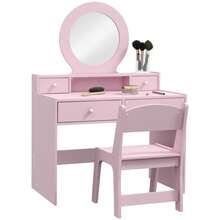 Makeup Table Set With Storage - Vanity Desk, Stool & ,  & Fun Role Play Furniture To Encourage Tidiness - Default - View 1