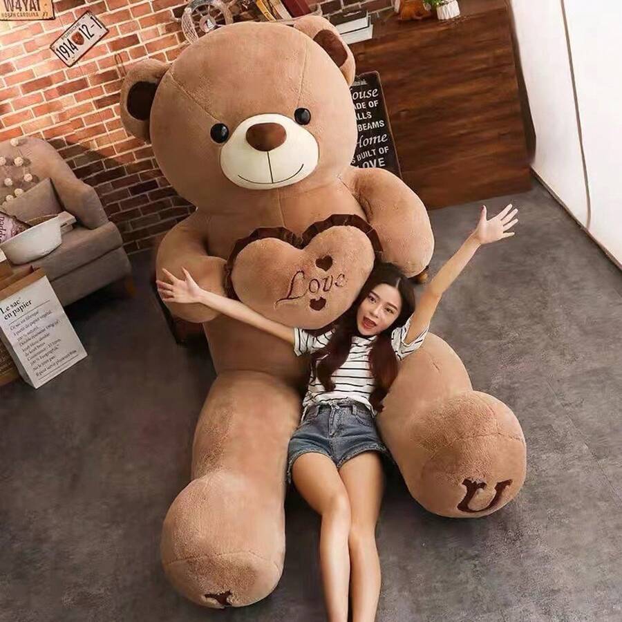 TendenciaOso De Peluche Gigante Grande En Forma De Corazón De 100 CmCalidad premium - Marrón - Ver 1