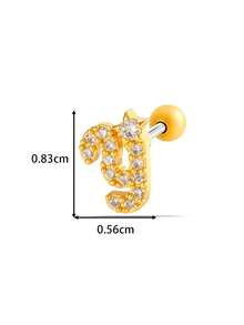 Toppiercing 1件铜锆石26个英文字母耳钉，不锈钢杆耳骨穿孔耳环