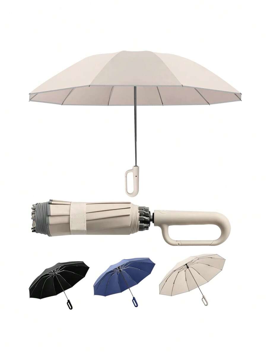 便携式旅行伞，小巧耐用，防风，反向折叠设计，带有安全反光饰边，适合汽车和户外旅行