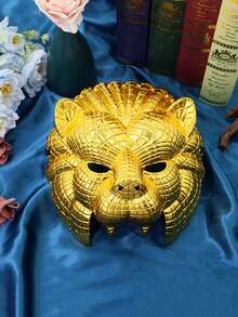 1pc Halloween Half-Face Mask, Specially Designed For Masquerade Balls, Carnival Parties, Electroplated Gold Animal Masks, Game Props - Multicolor - View 4