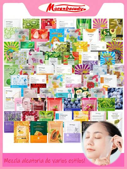 MORE BEAUTY 25 Mascarillas Faciales de Tela Hidratantes Reparadoras 25 piezas,Mascarilla hidratante de 35 piezas con ácido hialurónico nicotinamida