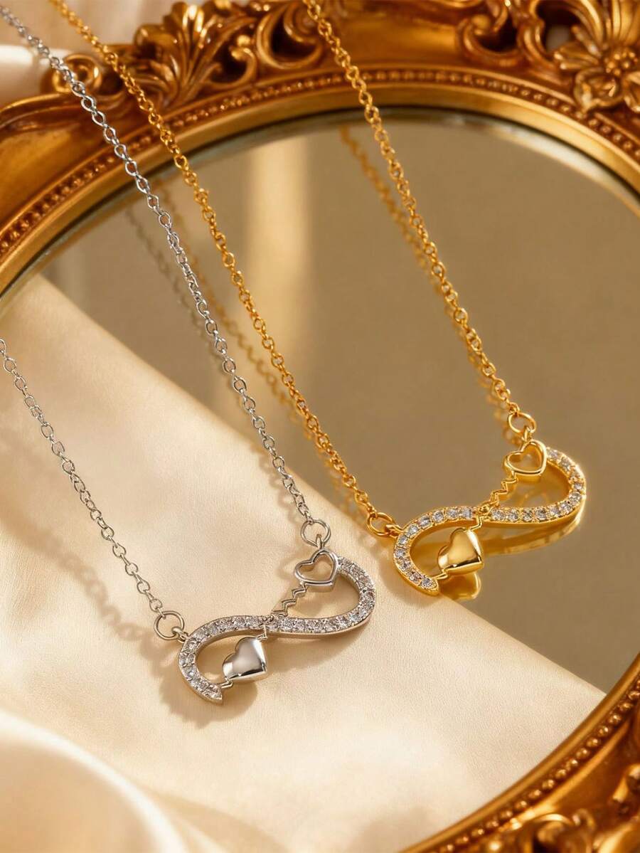 Simple And Fashionable 8-Shaped Heart-Shaped Collarbone Chain, Exquisite And Versatile, Elegant Neck Chain