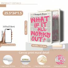 1幅现代黑白报纸风格的帆布海报，主题为“如果一切顺利”，包含积极的肯定语和励志名言。粉色、黑白报纸墙面装饰，粉色报纸印刷品：积极语录宿舍装饰，适用于家居装饰、房间装饰、卧室装饰、客厅装饰、浴室装饰、墙面装饰，可选配画框。 - 彩色 - 查看 15