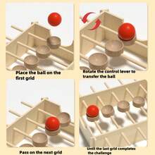 Rotating Rolling Ball Tabletop Game, Hand Eye Coordination Training, Children's Puzzle Toys, Homemade Assembly, Spinning Game, Shaking Rolling Ball, Male And Female Competitive Puzzle Area, Tabletop Balance, Wooden Toys, Moving Hands, Brain Focus Exercise, Hand Eye Coordination Toys, Tabletop Interactive Toys, Gifts - Multicolor - View 5