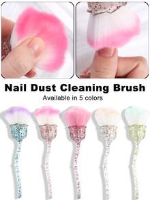 1pc Flower-Shaped Nail Dust Cleaning Brush With Acrylic Crystal Handle - Soft, Fluffy Gradient Bristles Remove Nail Dust Or Can Be Used As A Makeup Brush Tool - Suitable For Home Salon And Professional Nail Tool Use. Nail Supplies - Multicolor - View 3