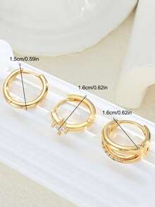 Bộ 3 khuyên tai thanh lịch và tối giản dành cho nữ, khuyên tai kẹp vành tai không gây dị ứng, khuyên tai sụn, khuyên tai đinh tán, thiết kế nhỏ gọn, có thể đeo chồng lên nhau cho nhiều lỗ xỏ tai, thích hợp cho các buổi hẹn hò, tiệc tùng, đám cưới, ngày lễ, Ngày Valentine, Ramadan, quà sinh nhật, và đeo hàng ngày. - Vàng - Xem 10