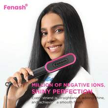 FENASH Ring Pink Hair Straightener Brush – Hair Straightening Iron With Built-In Comb, 20s Fast Heating & 5 Temp Settings & Anti-Scald, Perfect For Professional Salon At Home TYMOO - 美規A型插(110-127V) - 查看 8