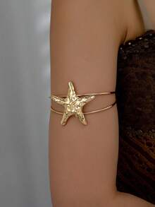1 pieza Brazalete de joyería corporal con forma de estrella de mar para playa de verano - Dorado - Ver 1