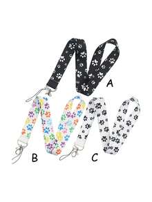 1条休闲狗狗爪印挂绳，适合医生、护士、学生、教师证件套，可作为礼物或日常使用。 - 彩色 - 查看 1