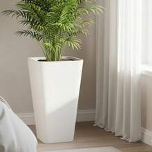 Garden 20" Tall Planters Set Of 2 Large White Tapered Plastic Flower Pots For Indoor And Outdoor Use Modern Plant Containers With Drainage Holes Ideal For Front Porch Patio Balcony - 白色 - 查看 4