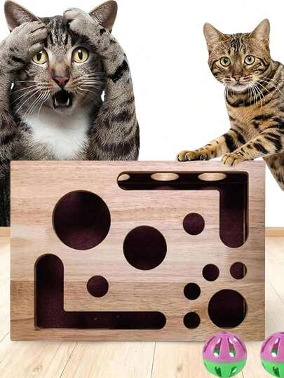 Caja rompecabezas de lima de uñas para gatos, incluye bola con campana y papel de lija, regalo para gatos que odian el recorte de uñas, caja rompecabezas para arañar, alternativa sin estrés a la lima de uñas, caja rompecabezas para arañar, alternativa sin estrés al cortaúñas y amoladora, incluye papel de lija para arañar gatos de interior