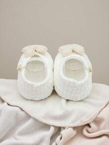 1 par de calcetines de conejo recién nacido tejidos a mano, con patrón bordado blanco - Blanco - Ver 7