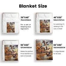 Mallard Ducks Flying Over Autumn Wetland Cartoon Blanket Cozy Soft Multi Purpose Gift For Home Bedroom Couch Sofa Warm Decor Blanket - 彩色 - 查看 10