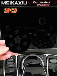 MEIKAXIU 2pcs 3D Floral Fabric Cup Mats, Car Cup Holders Coasters, Car Decor Accessories, For Women - Bubble Flowers - View 4