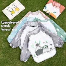 1pc Newborn Infant Reversible Feeding Bib, Baby Eating Smock, Unisex - Multicolor - View 2