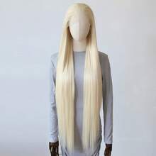 ZigZag Hair 24 Inch, 40 Inch Two Lengths Available Straight Synthetic Lace Front Wig - Pre-Plucked Natural Hairline Heat Resistant Fiber Wig - 13x4 Lace, 180% Density, Lace Front Wig - Gold - View 6