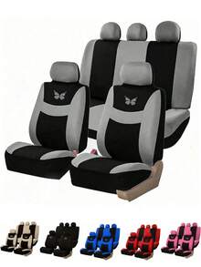 9 delar universella bilsätesöverdrag, heltäckande sätesöverdrag, framsätesöverdrag passar sedan, skåpbil, kompatibel med airbag, innehåller: 2 framsätesöverdrag, 1 ryggstödsöverdrag, 1 baksätesöverdrag, 5 nackstödsöverdrag. 4 delar: 2 framsätesöverdrag, 2 nackstödsöverdrag - Stil A - Visa 13