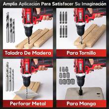 3/8'' Kit Taladro Atornillador De Impacto Inalámbrico 2 Batería - Rojo - Ver 7