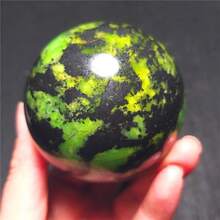 1 quả cầu pha lê Opal xanh lá cây - Quả cầu đá tự nhiên với vân đen, trang trí nhà cửa và văn phòng, món quà lý tưởng cho các dịp lễ Giáng sinh, Halloween, Phục sinh. - màu xanh lá - Xem 4