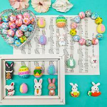 8/30颗复活节兔子蛋印花硅胶珠套装 - 复活节主题兔子蛋形设计 - 多种颜色和图案 | 可爱图案 | 光滑珠子 - 非常适合DIY制作钥匙扣、项链、手链、装饰笔、珠宝和吊坠 - 适合作为节日和生日礼物 - 復活節大套裝 - 查看 9