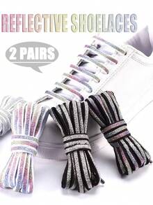 反光鞋带，可编织成手链，时尚运动鞋鞋带，个性化跑鞋替换鞋带 - 彩色 - 查看 2