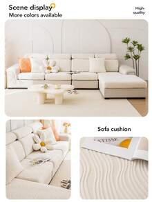 1pc Sakura Bank Shaking Flannel Elastic Anti-Cat Scratch Sofa Cover, Suitable For L-Shaped Sofa And 1/2/3/4 Seat Sofa Protection, All Season - Fine Vines - Beige - View 8