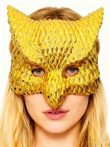 1pc Halloween Half-Face Mask, Specially Designed For Masquerade Balls, Carnival Parties, Electroplated Gold Animal Masks, Game Props - Multicolor - View 8