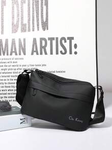 1个防水面料男士斜挎包单肩包手机包零钱包，轻便便携多层收纳包，适合上学、旅行、通勤、出差、购物、运动等场合，柔软涤纶材质，适合男士、大学生、男友、丈夫、白领、爸爸等日常户外使用，理想的手机耳机收纳包。 - 黑色 - 查看 1