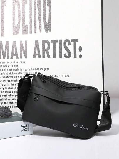 1 pieza Bolso de hombro impermeable de tela para hombres, bolso para teléfono móvil, monedero, bolso de almacenamiento ligero y portátil de varias capas, adecuado para la escuela, viajes, ir al trabajo, viajes de negocios, compras, deportes y otras ocasiones, de material de poliéster suave, adecuado para hombres, estudiantes universitarios, novios, esposos, ejecutivos y otros usos diarios al aire libre, bolsa ideal para almacenar auriculares y teléfono móvil.