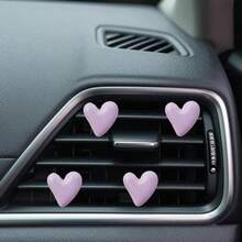 4pcs Gold & Silver Heart-Shaped Air Vent Clips, Cute Car Accessories, No Fragrance - For Decoration Only. Fashionable Design | Lightweight Metal Coated Heart Decor, Colorful Car Accessories, Punk Style Car Accessories - one-size - View 9