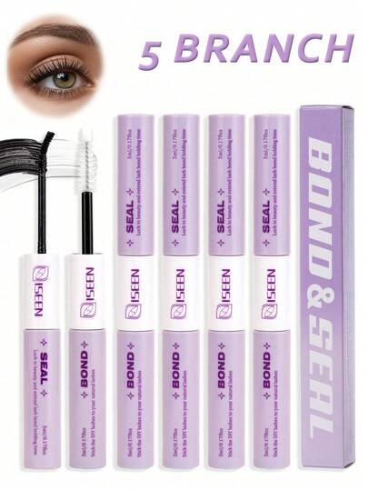 5pcs/3pcs/1pc Eyelash Glue And Sealant Set, 5ml Glue And 5ml Sealant, Strong Eyelash Adhesive, 2-In-1 Eyelash Glue And Sealant, Long-Lasting Eyelash Glue, All-Day Wear, 2-In-1 Eyelash Glue And Sealant, Suitable For Daytime Eyelash Extensions