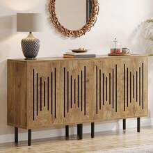 Tribesigns Set Of 2 Sideboard Buffet Cabinet With Storage, 59" Buffet Cabinet Sideboard Cabinet With Doors & Adjustable Shelves, Freestanding Accent Storage Cabinet For Living Room - Gỗ Burly - Xem 11