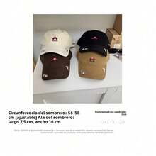 2026Gorra de béisbol japonesa retro con bordado de cochecito y letras, mujer, nueva temporada, suave - Negro - Ver 2