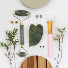 3件套玉石美容工具套装 - 玉石滚轮 + 牛角刮痧板 + 面膜刷，质地细腻，易于使用 - 适用于日常护肤、面膜护理、面部护理 - 实用护肤套装 - 面膜刷 | 硅胶面膜刷 | 混合刷 | 面膜涂抹器 | 美容工具 | 刮痧板 - 彩色 - 查看 13