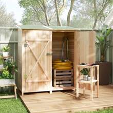Garden Shed With Side Table, Made Of Fir Wood, 140 X 75 X 157 Cm
