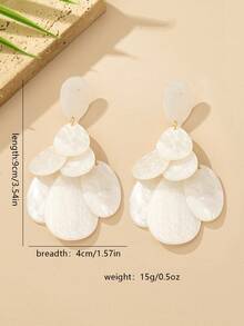 一对经典复古水滴形白色亚克力吊坠几何长款耳环，适合日常、派对、约会、海滩、正式场合佩戴，优雅精致的中东女性耳环 - 水滴 - 查看 6